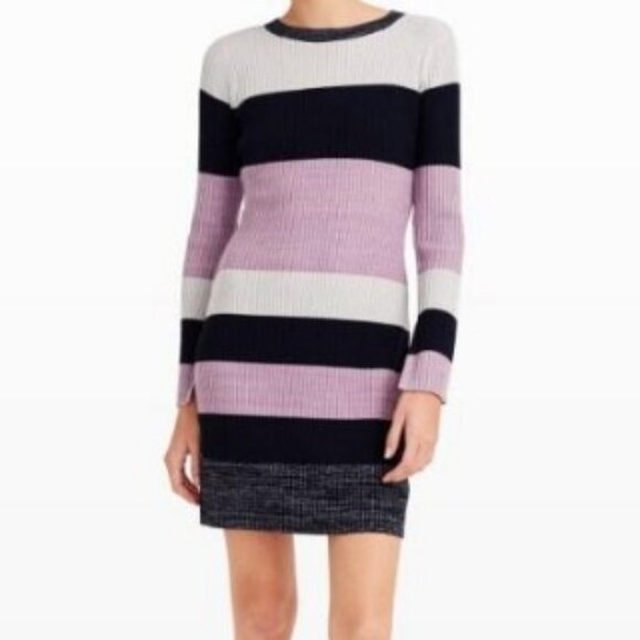 Club Monaco Dresses & Skirts - Club Monaco Merino Wool Striped Knit Sweater Dress Size M Pink Black White